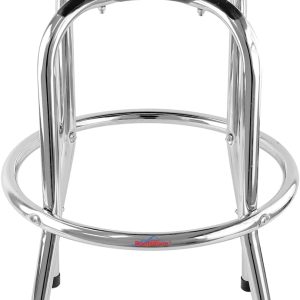 Ruedamann 29" H Swivel Bar Stool, Black Leatherette Padded Seat, Chrome Frame, Holds Up to 300 lbs, Shop Stool for Kitchen, Home Bar, or Office